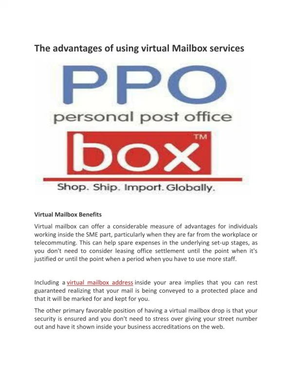 Virtual Mailbox Address