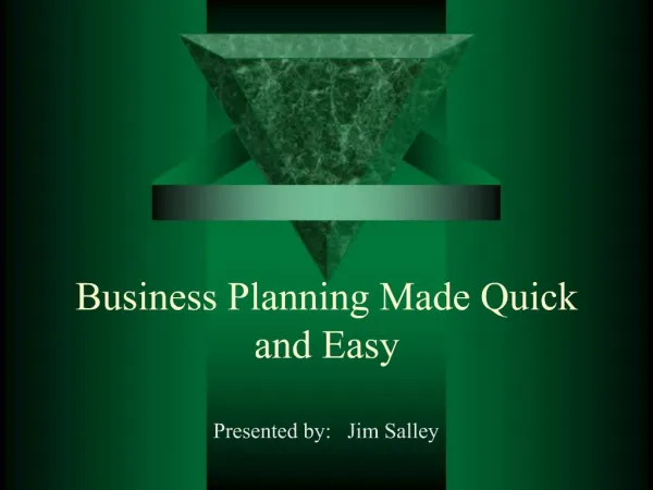 Business Planning Made Quick and Easy