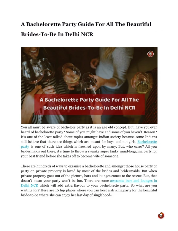 A Bachelorette Party Guide For All The Beautiful Brides-To-Be In Delhi NCR