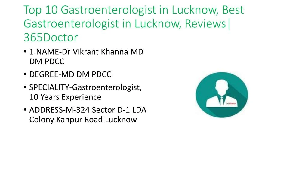 top 10 gastroenterologist in lucknow best gastroenterologist in lucknow reviews 365doctor