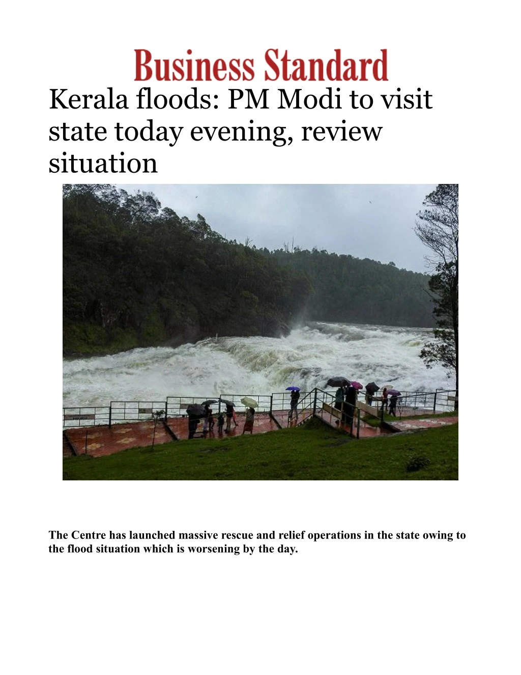 kerala floods pm modi to visit state today