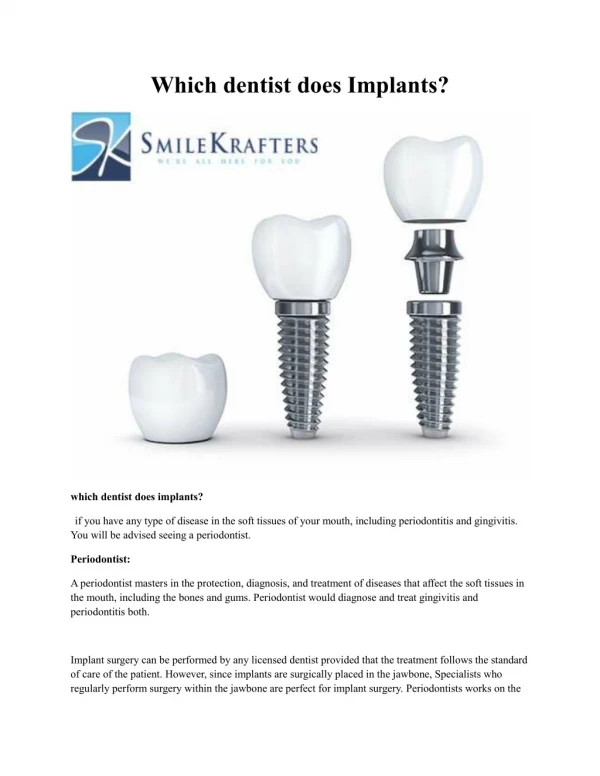 Which type of Dentist does Implants