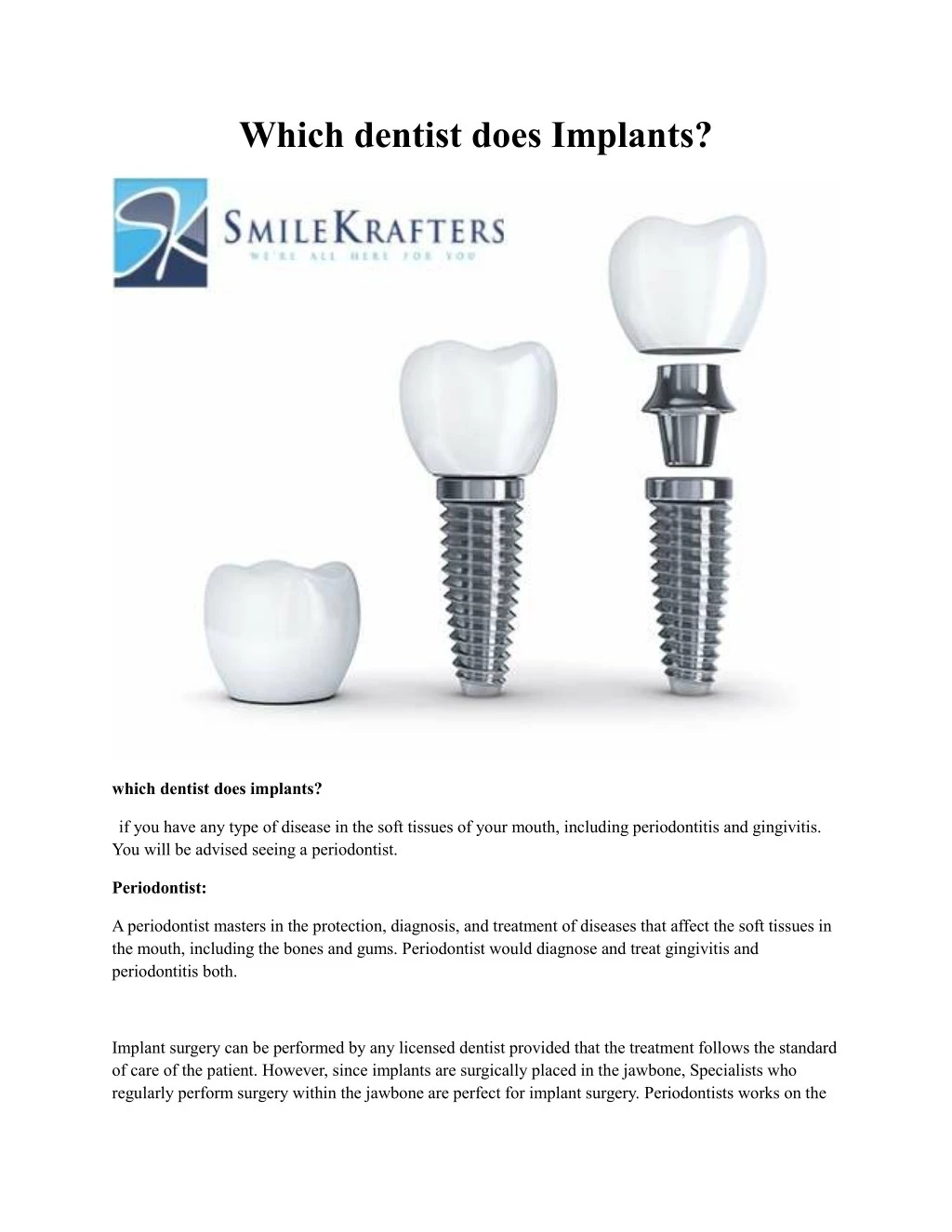 which dentist does implants
