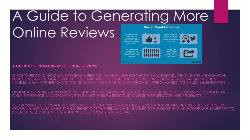 a guide to generating more online reviews