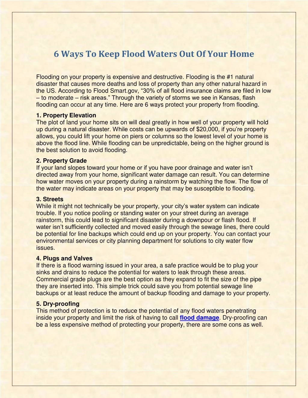 6 ways to keep flood waters out of your home