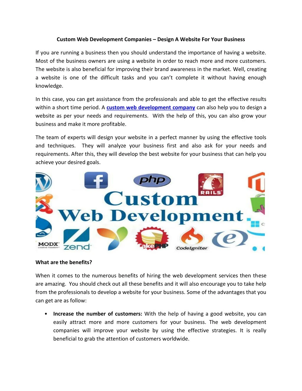 custom web development companies design a website