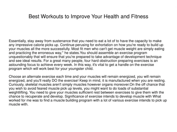 Best Workouts to Improve Your Health and Fitness