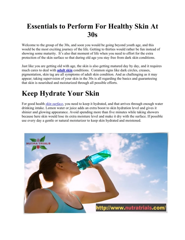 essentials to perform for healthy skin at 30s