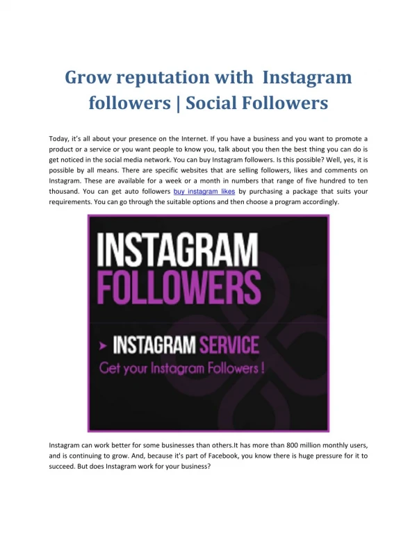 Buy Instagram Followers to Grow your Social presence