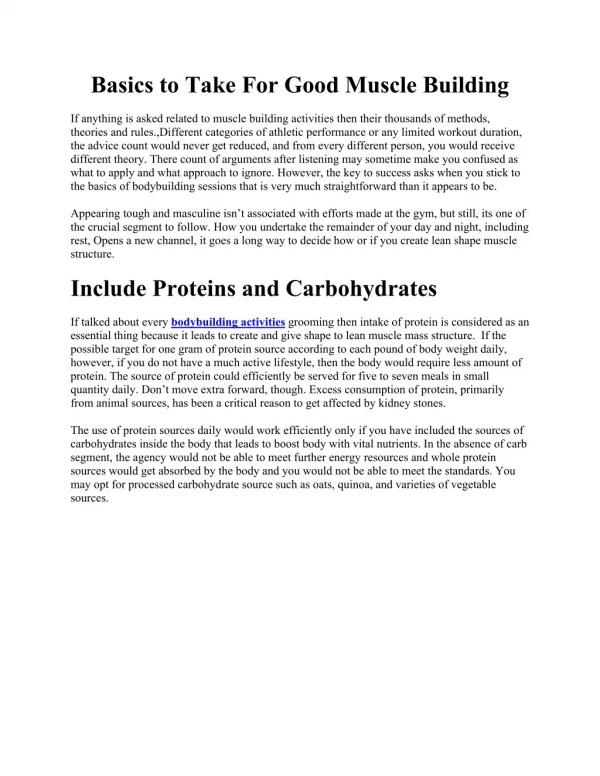 basics to take for good muscle building