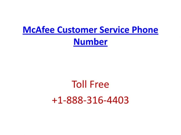 McAfee Tech Support Phone Number 1-888-316-4403