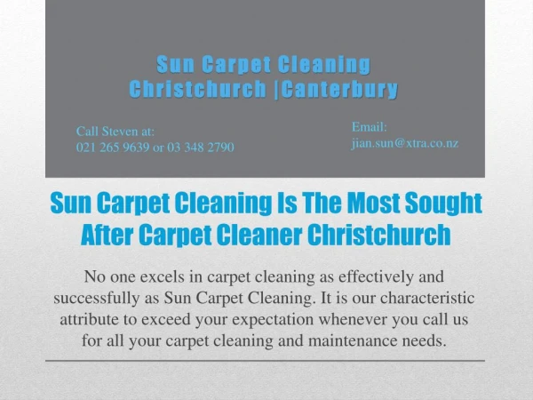 Sun Carpet Cleaning Is The Most Sought After Carpet Cleaner Christchurch