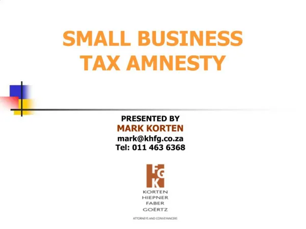 SMALL BUSINESS TAX AMNESTY