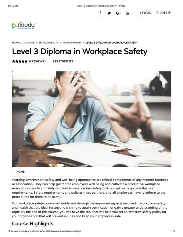 Level 3 Diploma in Workplace Safety - istudy