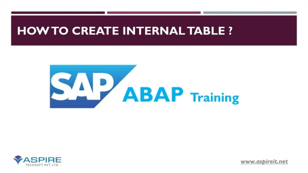 How To Create Internal Table in SAP ABAP - SAP ABAP Training | Aspire Techsoft