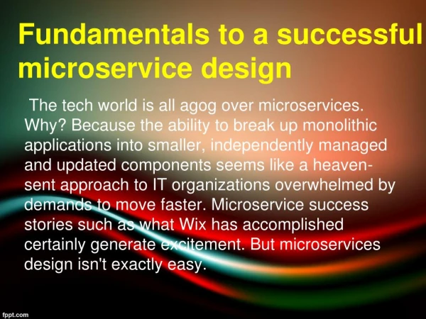 Fundamentals to a successful microservices