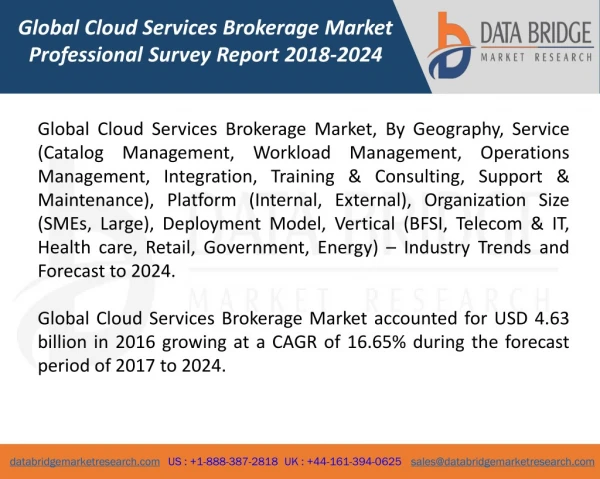 Global Cloud Services Brokerage Market – Industry Trends and Forecast to 2024
