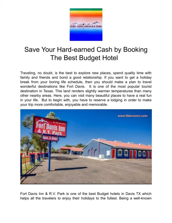 budget hotel in Fort Davis-Fort Davis Inn & R.V
