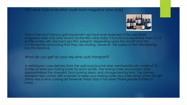 WSJ Wine Club Overview
