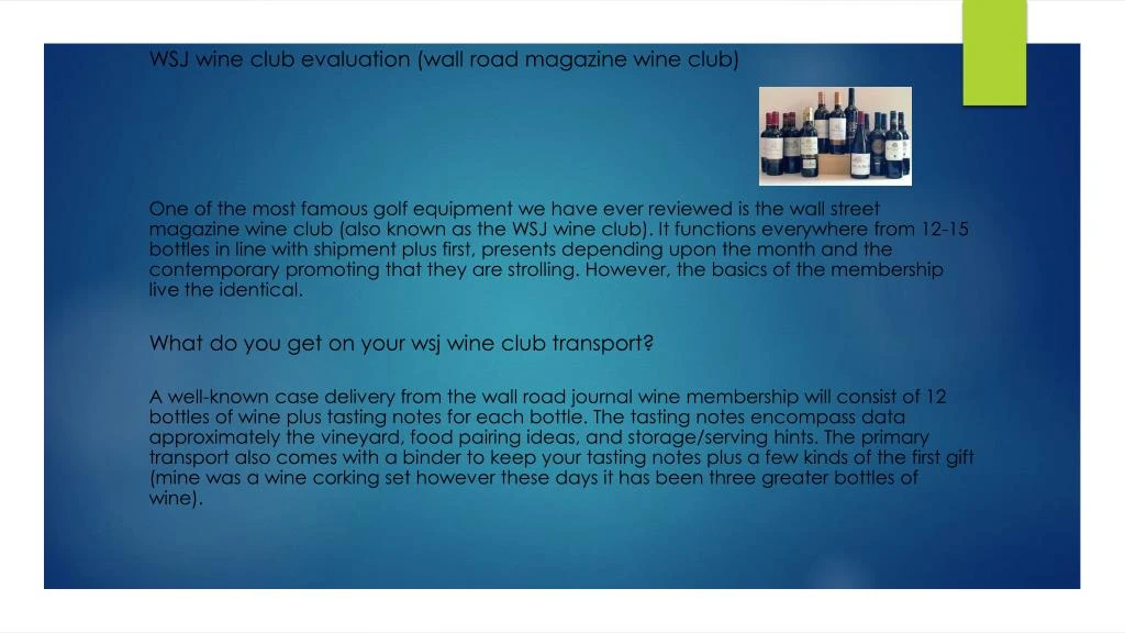 wsj wine club evaluation wall road magazine wine