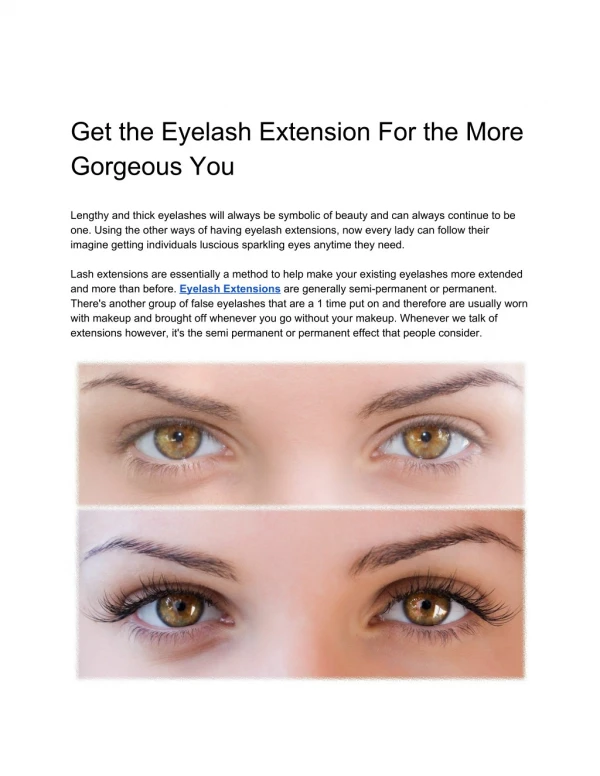 Get the Eyelash Extension For the More Gorgeous You