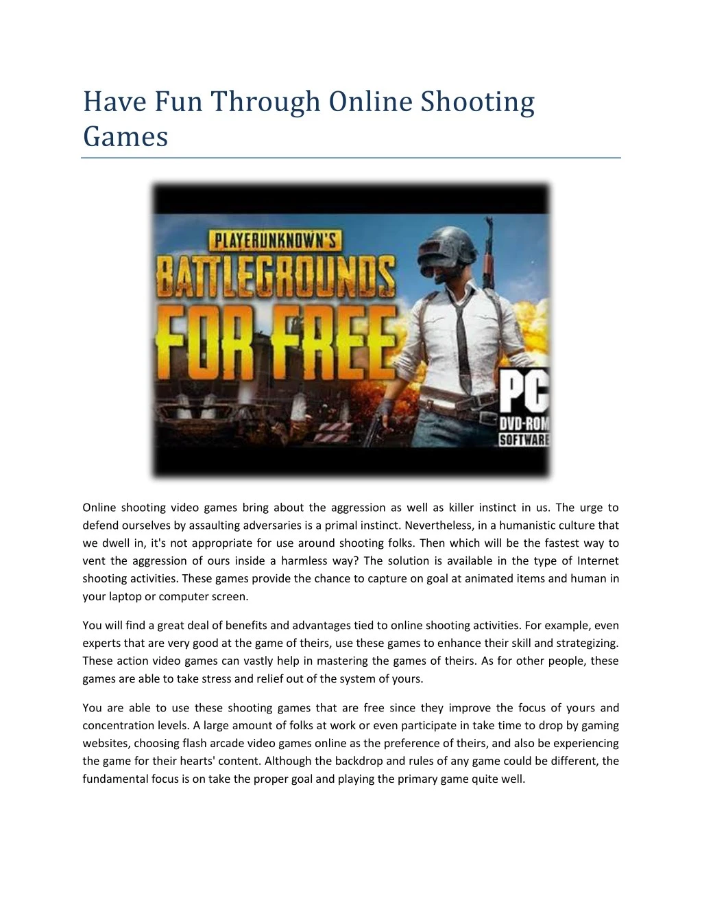 have fun through online shooting games