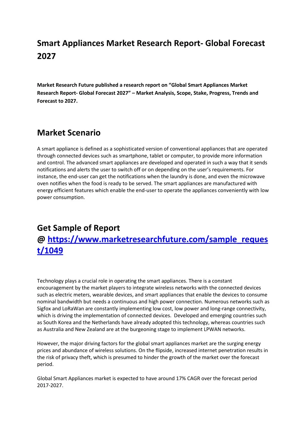 smart appliances market research report global