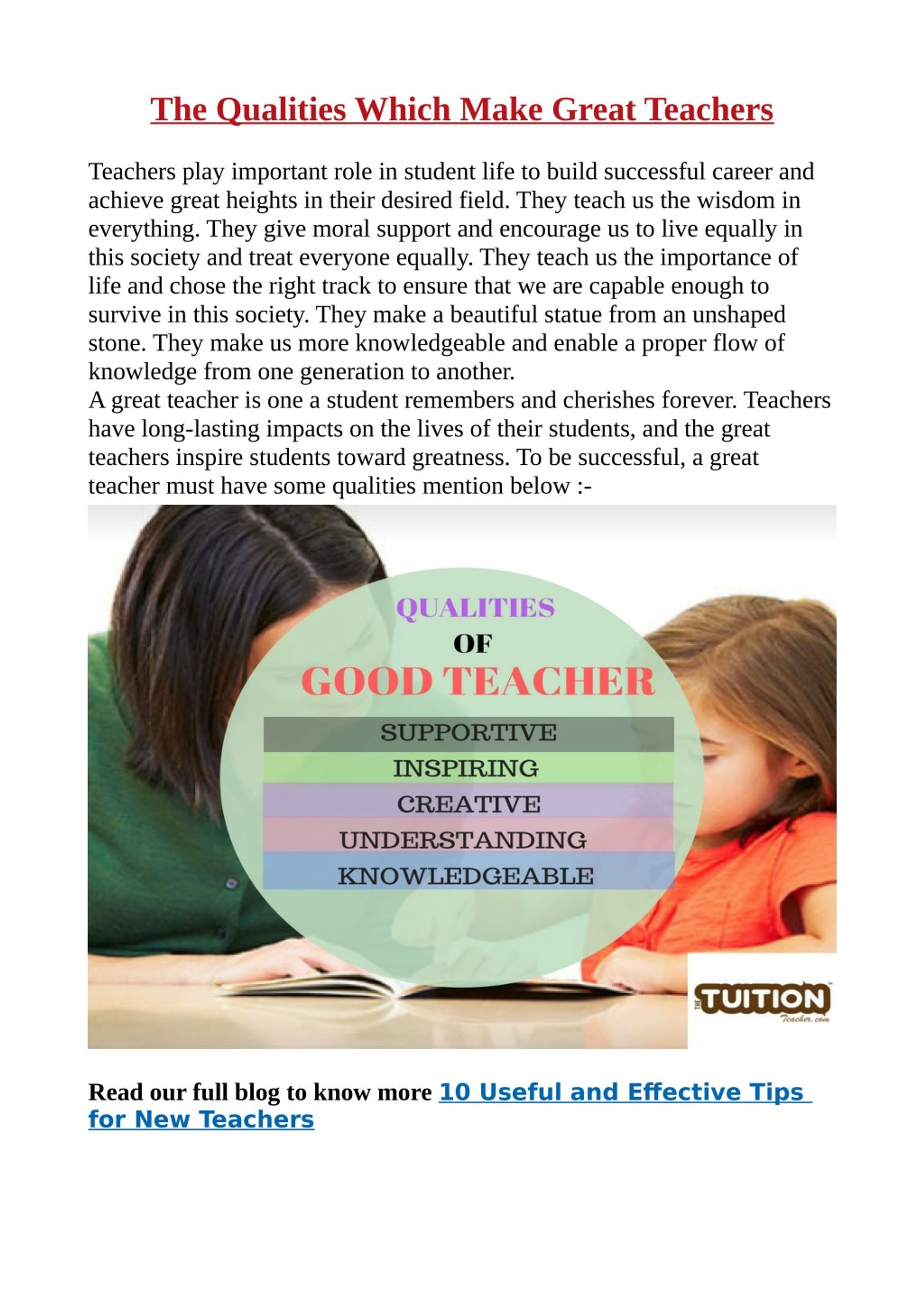 PPT - The Qualities Which Make Great Teachers PowerPoint Presentation ...