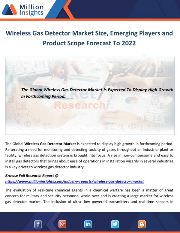 Wireless Gas Detector Market Size, Emerging Players and Product Scope Forecast To 2022