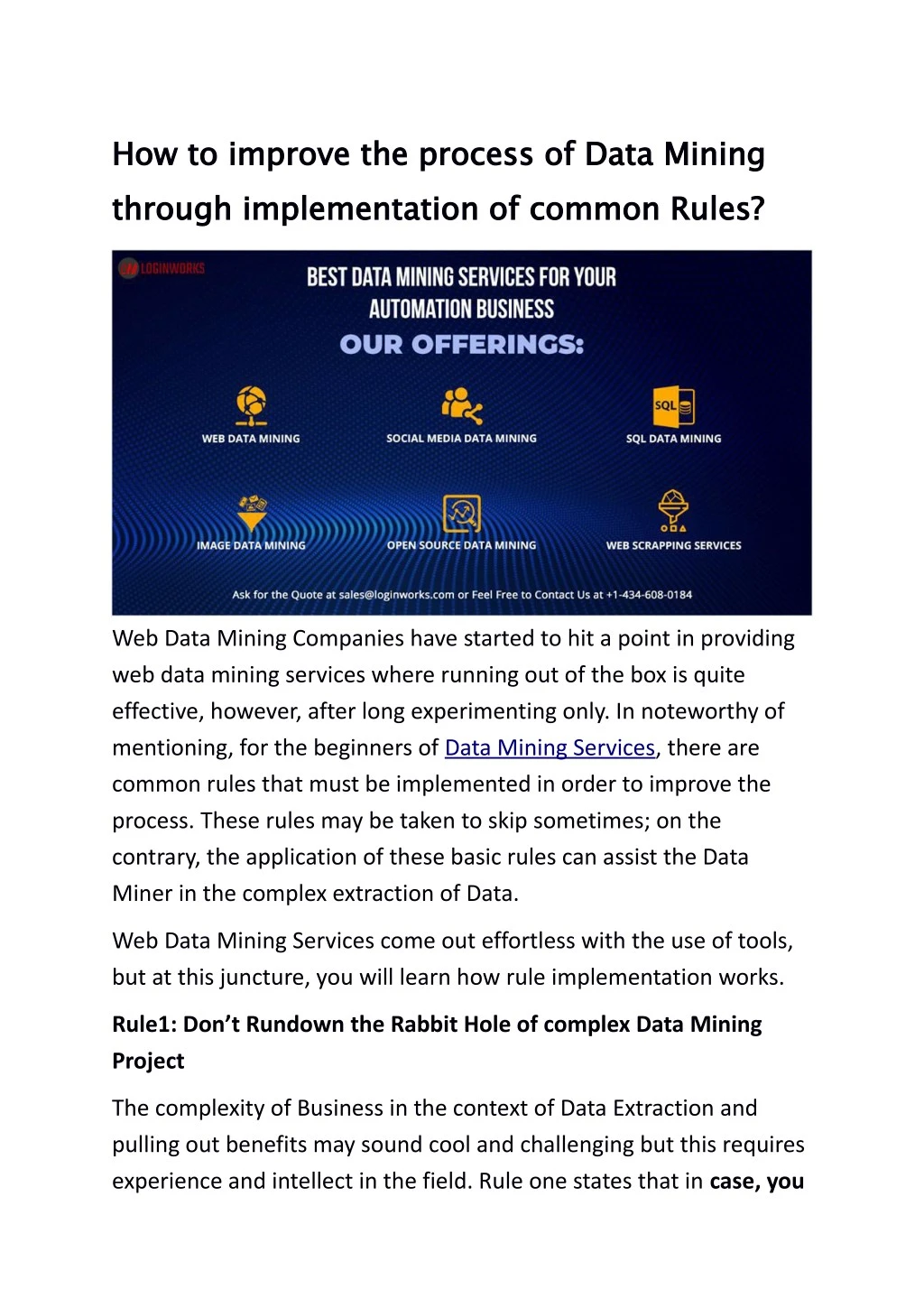 how to improve the process of data mining through