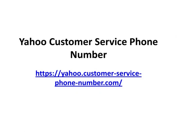 Yahoo Customer Service Phone Number - Free PDF