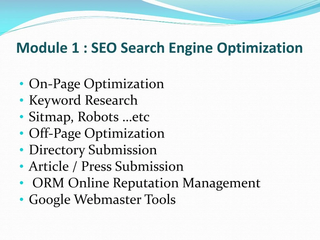 module 1 seo search engine optimization