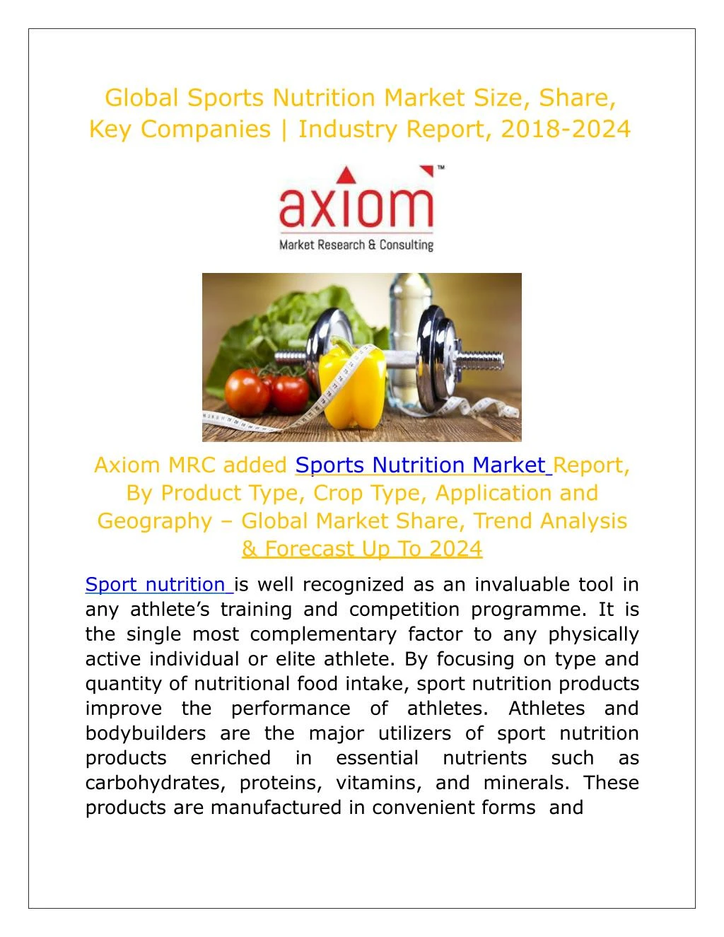 global sports nutrition market size share