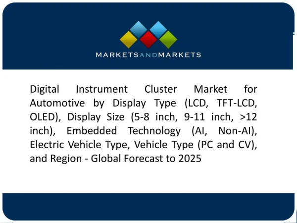 Digital Instrument Cluster Market for Automotive by Display Type (LCD, TFT-LCD, OLED), Display Size (5-8 inch, 9-11 inch