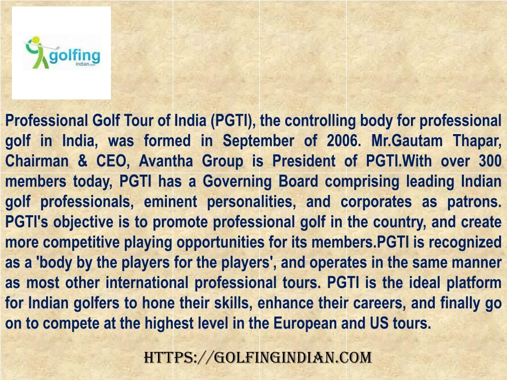 professional golf tour of india pgti