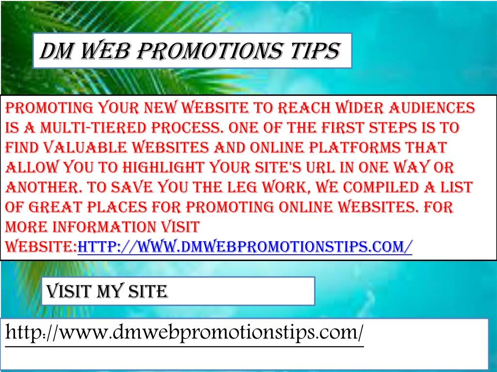 dm web promotions tips