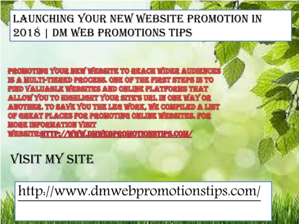 Launching Your New Website Promotion in 2018 | DM Web Promotions Tips