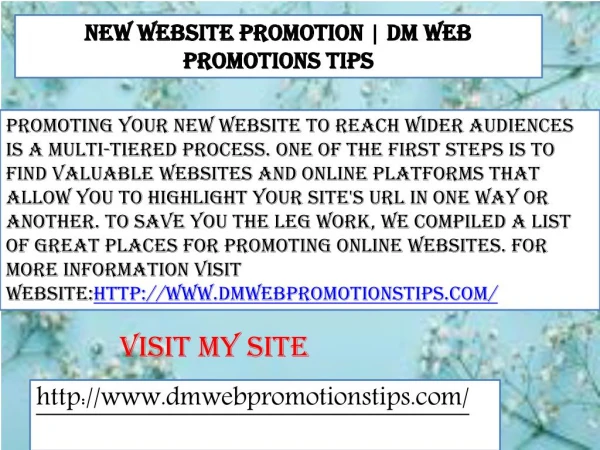 New Website Promotion | DM Web Promotions Tips