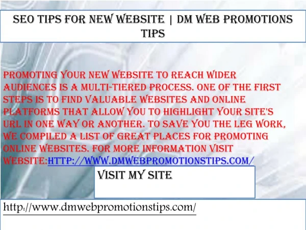 seo tips for new website dm web promotions tips