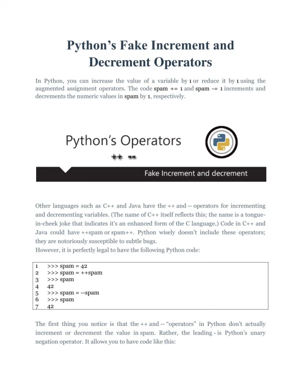 Pythonâ€™s Fake Increment and Decrement Operators
