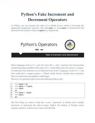 Pythonâ€™s Fake Increment and Decrement Operators - slide 1