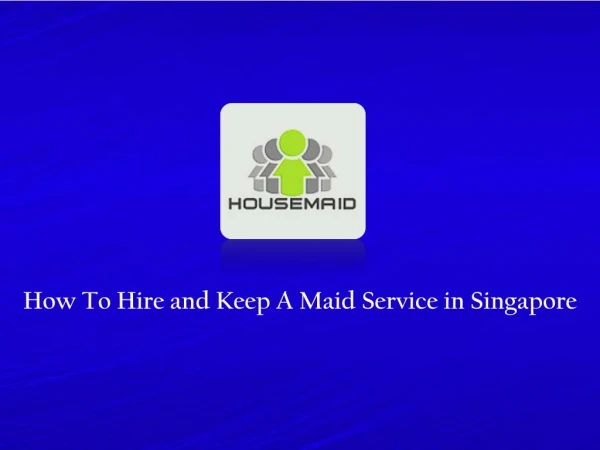 Maid Service Singapore