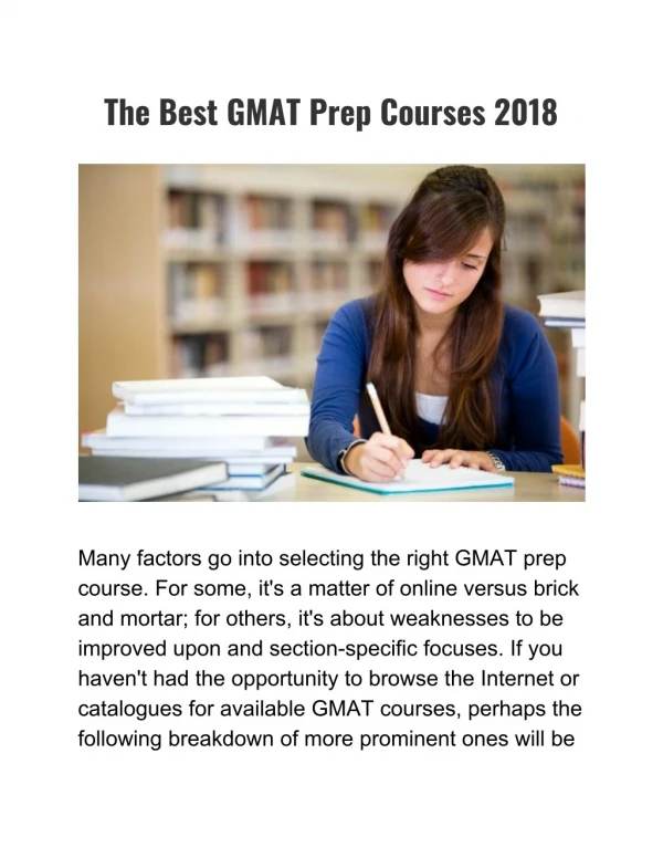 The Best GMAT Prep Course 2018
