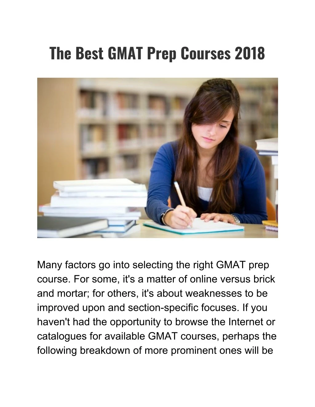 the best gmat prep courses 2018