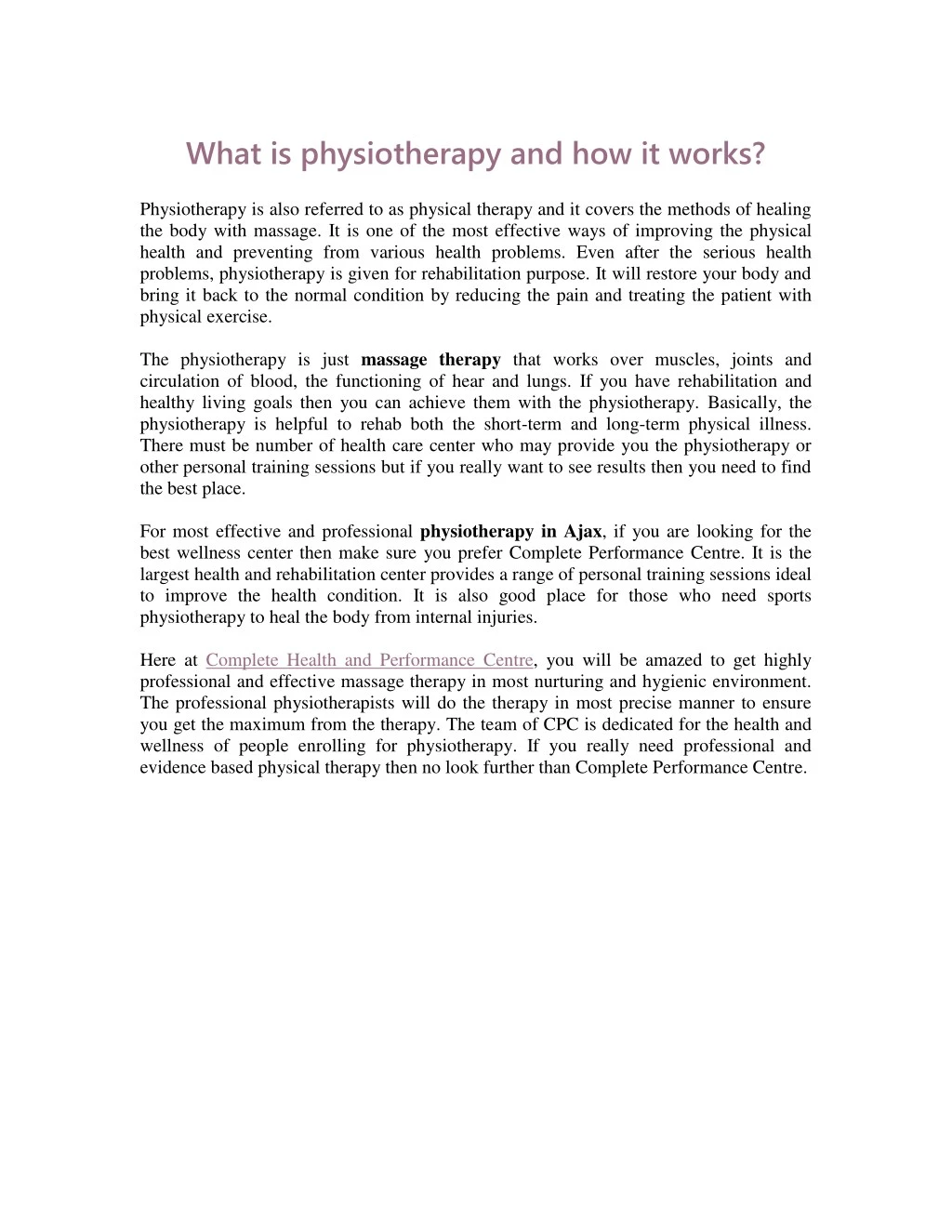 what is physiotherapy and how it works