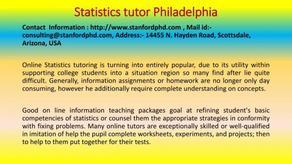 How to Instantly Improve Your Statistics tutor Philadelphia