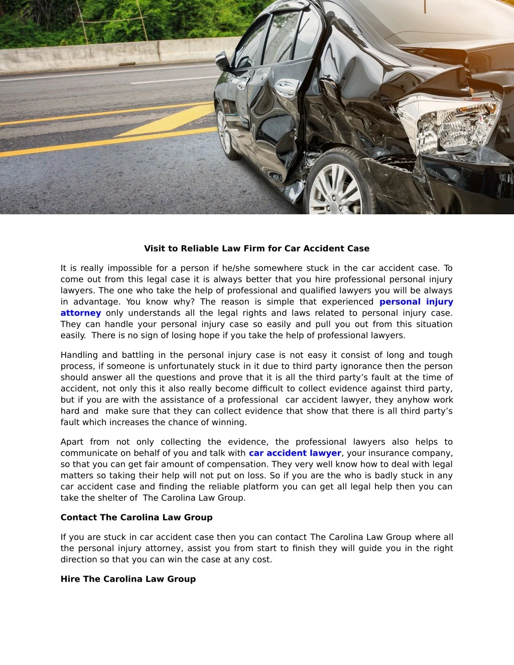 visit to reliable law firm for car accident case