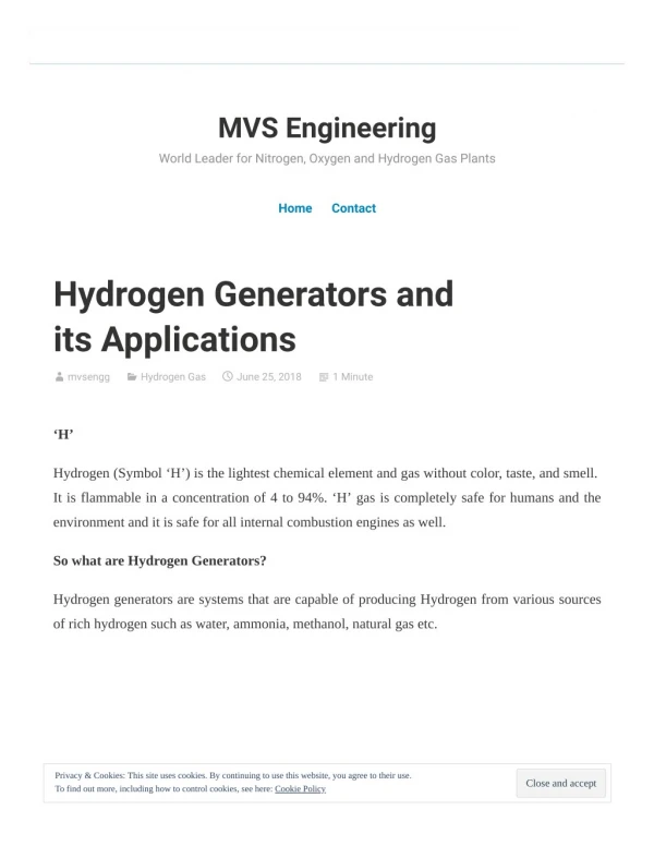 Hydrogen Generators and its Applications