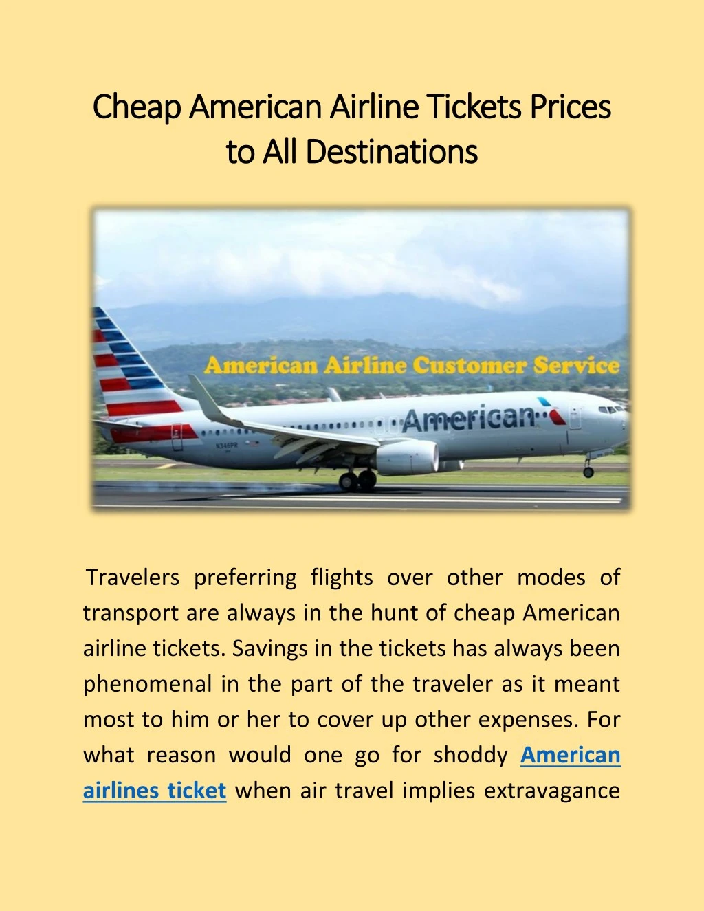 PPT Very Low Prices in American Airline Customer Service PowerPoint