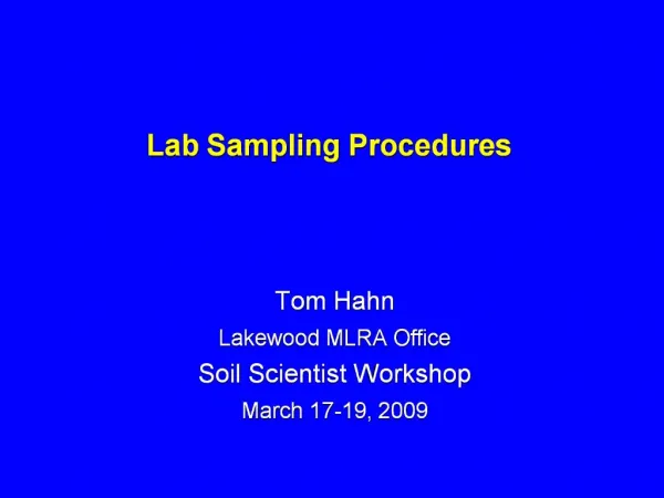 Lab Sampling Procedures